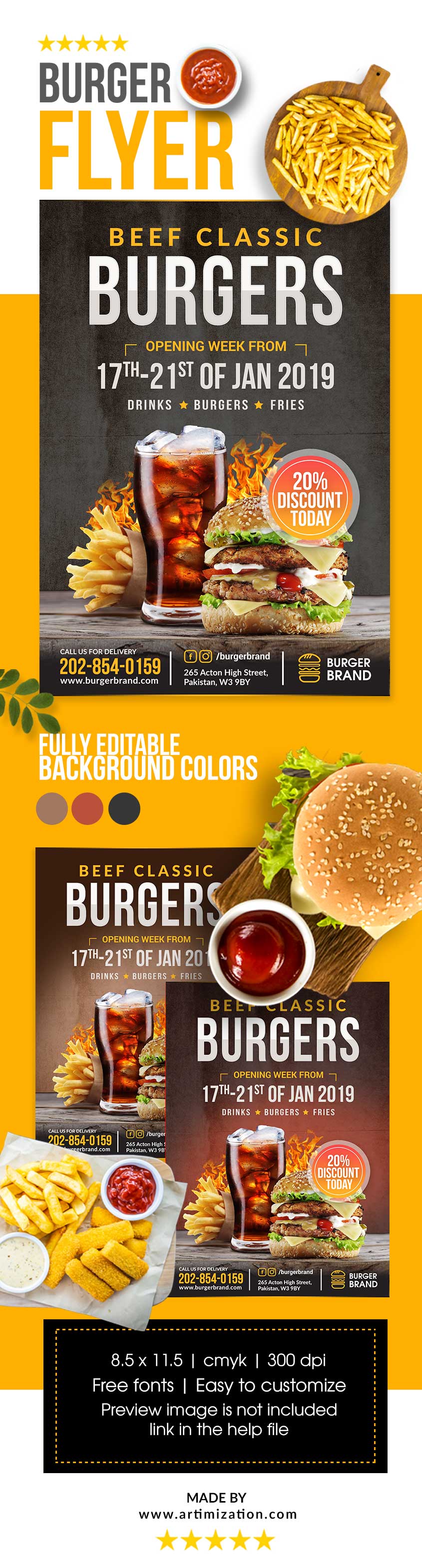 burger flyer free psd download