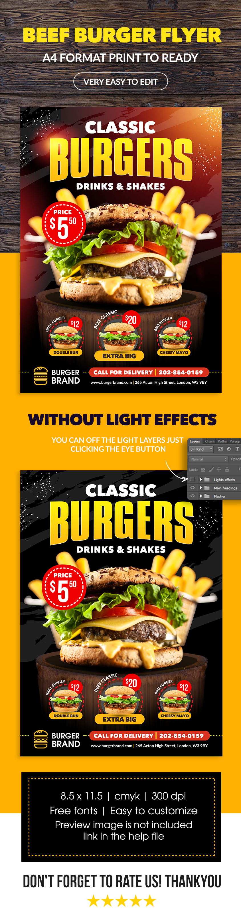 beef burger flyer template