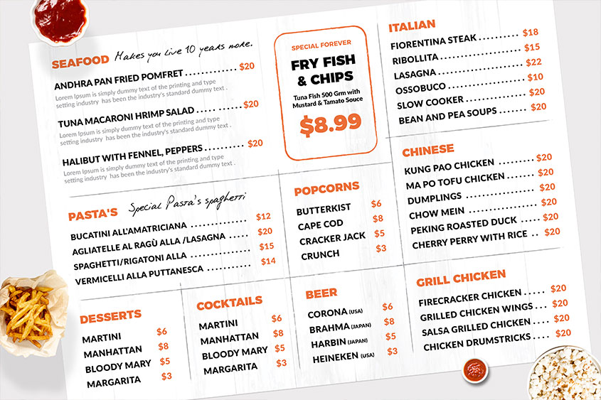 rustic clean Resturant menu design